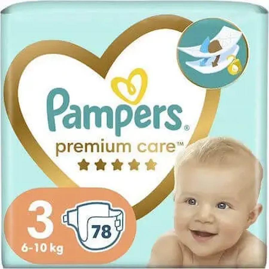 PAMPERS Premium Care № 3 Для ваги 6–10 кг, 78 штук, JUMBO+: ціни та характеристики
