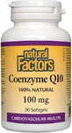 NATURAL FACTORS Коэнзим Q10 100 мг. Пищевая добавка для стимулирования обмена веществ. 30 капсул
