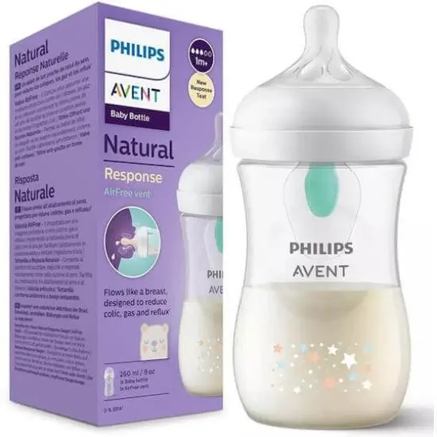 AVENT Natural Response AirFree 3–6 месяцев, пластиковая бутылочка с силиконовой соской Flow 3, 260 мл: цены и характеристики