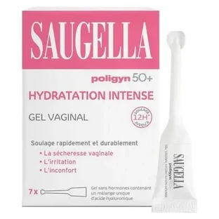 Saugella Poligyn 50+ — вагінальний гель для інтенсивного зволоження, упаковка з 7 однодозовими пакетиками