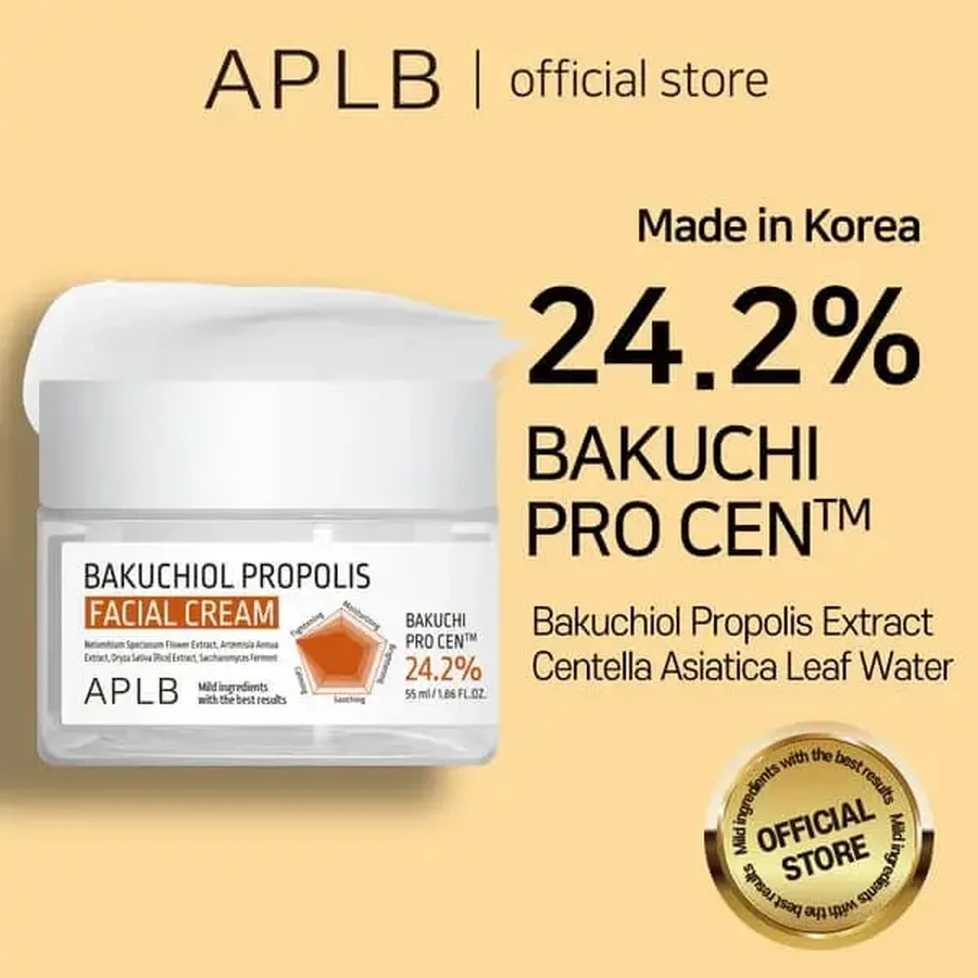 APLB Bakuchiol Propolis Facial Cream, заспокійливий крем для обличчя з бакучіолом і прополісом, 55 мл: ціни та характеристики