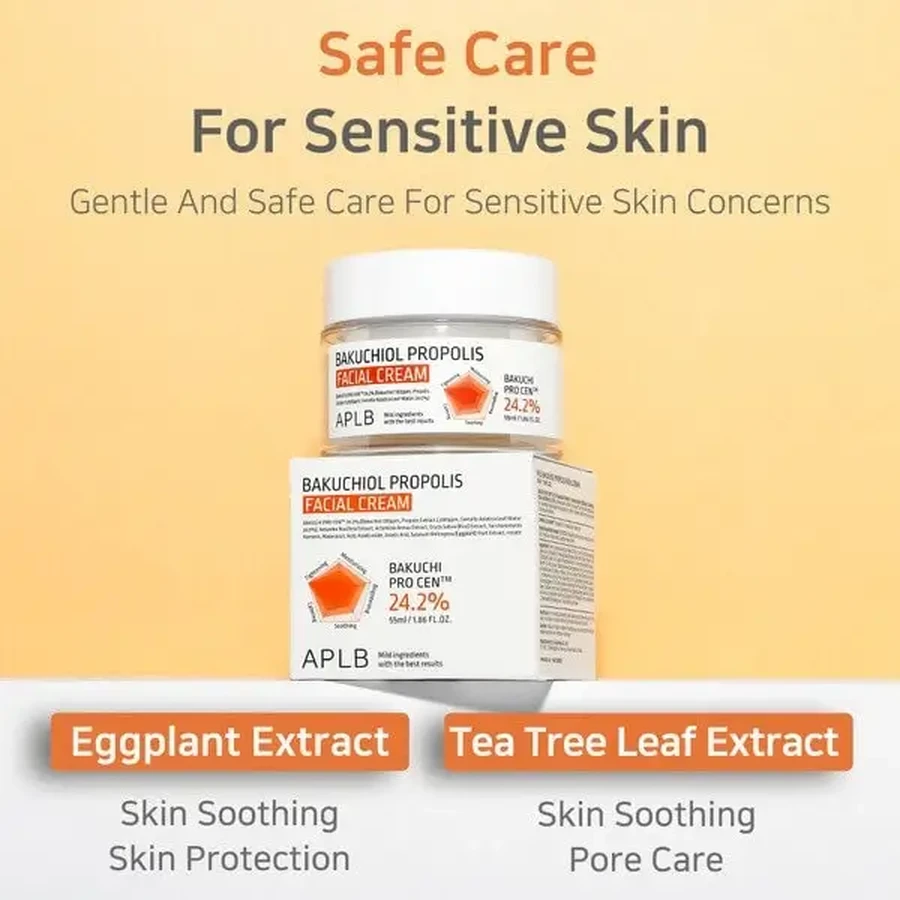 APLB Bakuchiol Propolis Facial Cream, заспокійливий крем для обличчя з бакучіолом і прополісом, 55 мл: ціни та характеристики