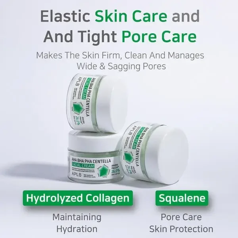 APLB AHA BHA PHA Centella Facial Cream, отшелушивающий и успокаивающий крем для лица с кислотами и центеллой азиатской, 55 мл: цены и характеристики
