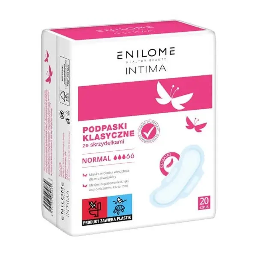 Enilome Healthy Beauty Intima, классические прокладки с крылышками, для нормального выделения, 20 шт.: цены и характеристики