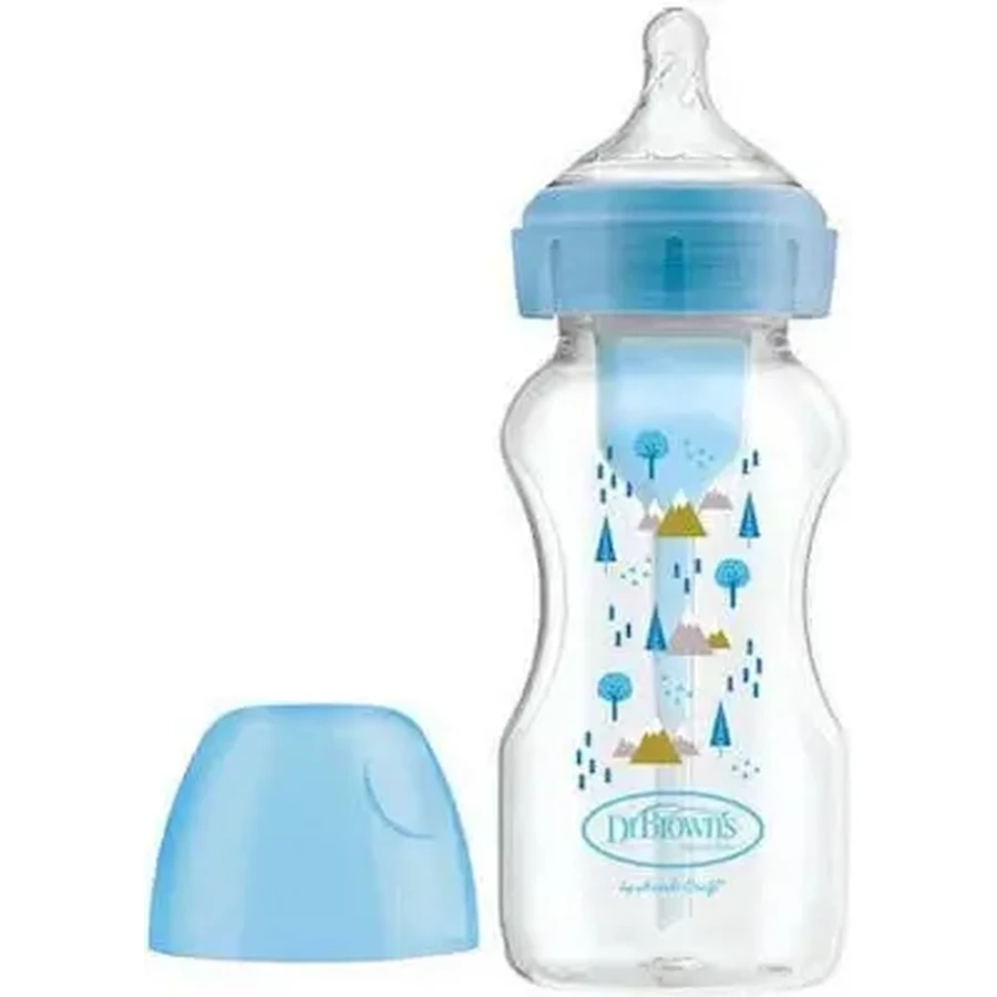 DR. BROWN'S Пластикова пляшка з широкою горловиною Anti-Colic 0m+ Опції+ 270 мл Синя WB 91802: ціни та характеристики