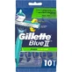 Бритвы GILLETTE Blue II Plus Slalom с 2 лезвиями и полоской с алоэ для защиты кожи от раздражений, 10 штук