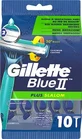 Бритви GILLETTE Blue II Plus Slalom з 2 лезами та смужкою з алое для захисту шкіри від подразнень, 10 штук