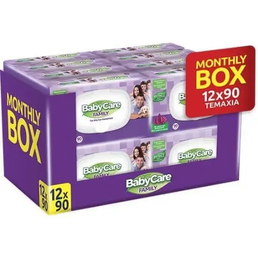 BABYCARE Baby Wipes Family Raspberry для всей семьи (12 упаковок по 90 штук) 1080 штук: цены и характеристики