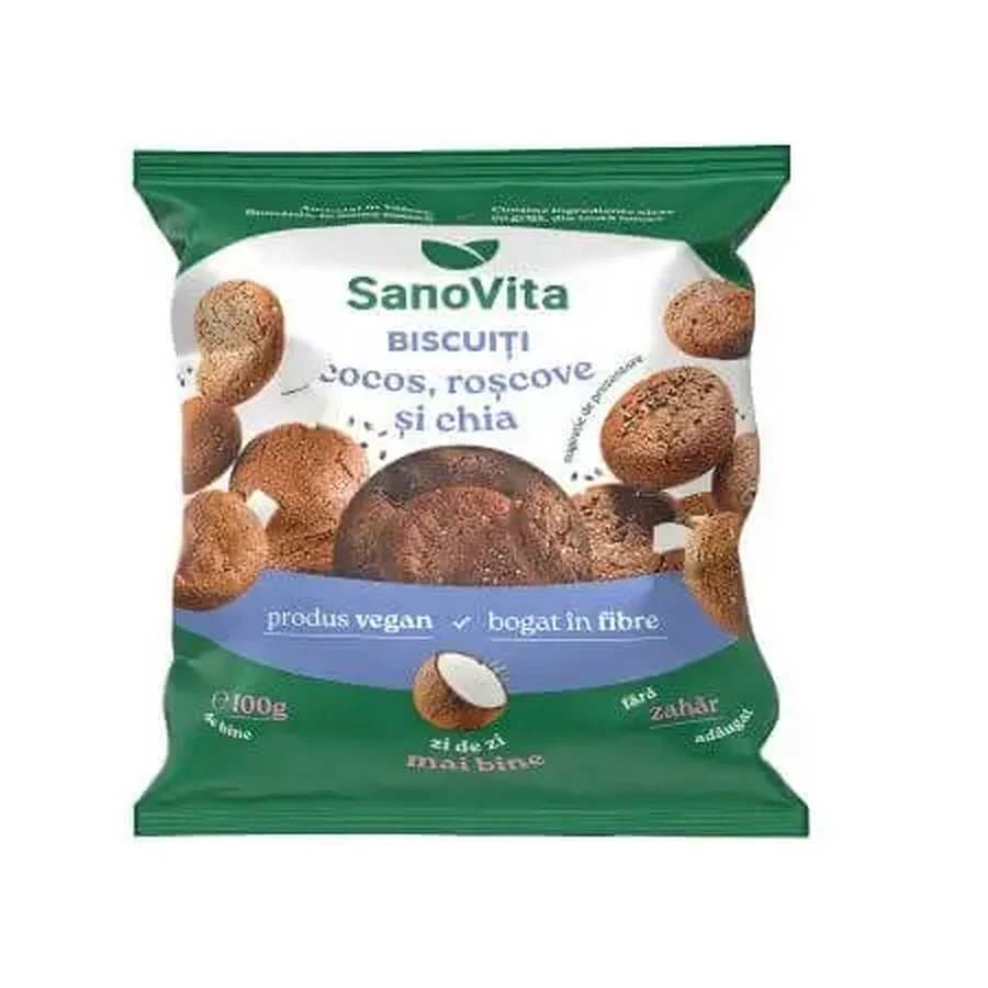 Печенье с кокосом, росковой и чиа, 100 г, Sanovita: цены и характеристики