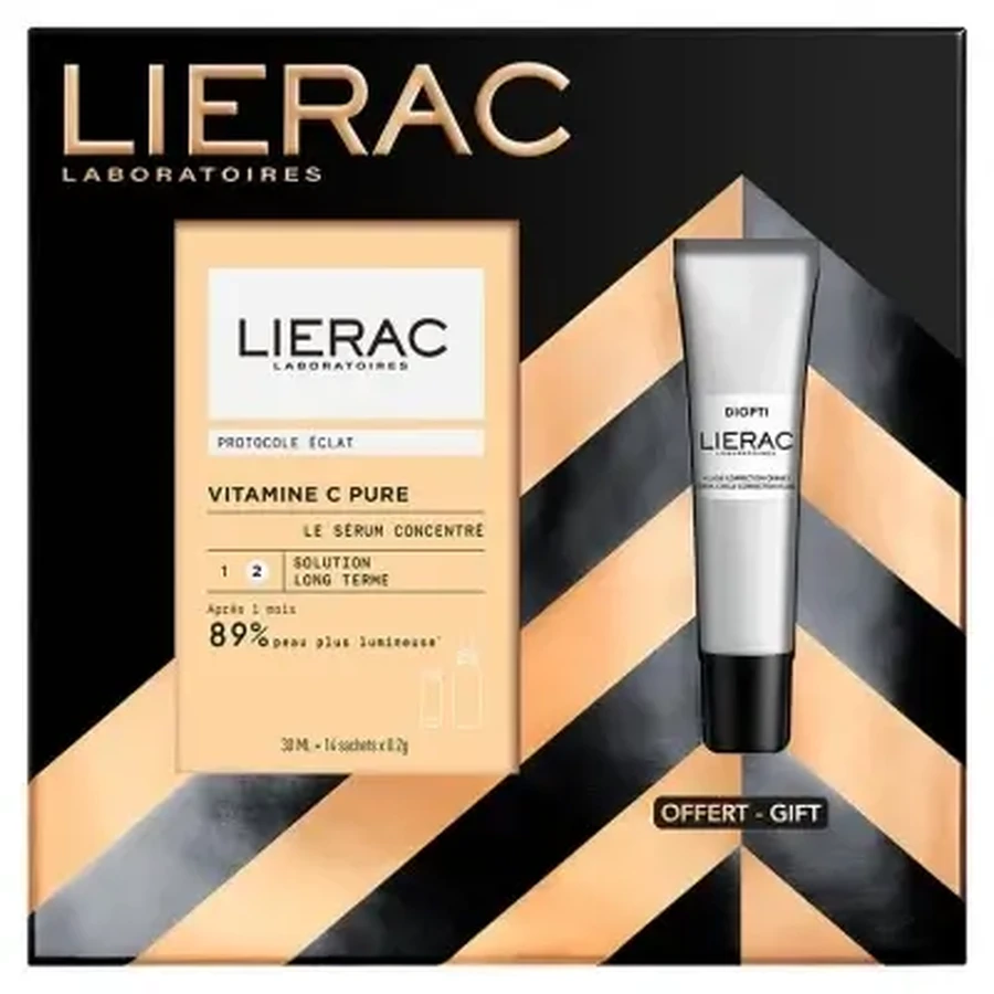 Lierac Концентрированная сыворотка с чистым витамином С 30 мл + 14 пакетиков по 0,2 г + Diopti Корректирующий флюид от темных кругов под глазами 15 мл (в подарок): цены и характеристики
