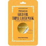 KOCOSTAR Gold Foil Triple Layer Mask — маска для лица с шестью различными видами гиалуроновой кислоты и золотом, 1 шт.