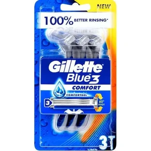 GILLETTE Blue3 Plus Comfort Одноразовые бритвы Бритвы с 3 лезвиями для тщательного и гладкого бритья, 3 шт.