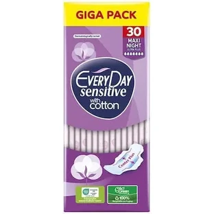 EVERYDAY Giga Pack Sensitive с хлопком Maxi Night Ultra Plus, 30 штук
