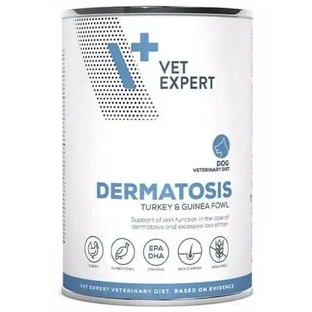 Дієтичний вологий корм для собак з м’ясом індички та перепела «Dermatosis», 400 г, Vetexper