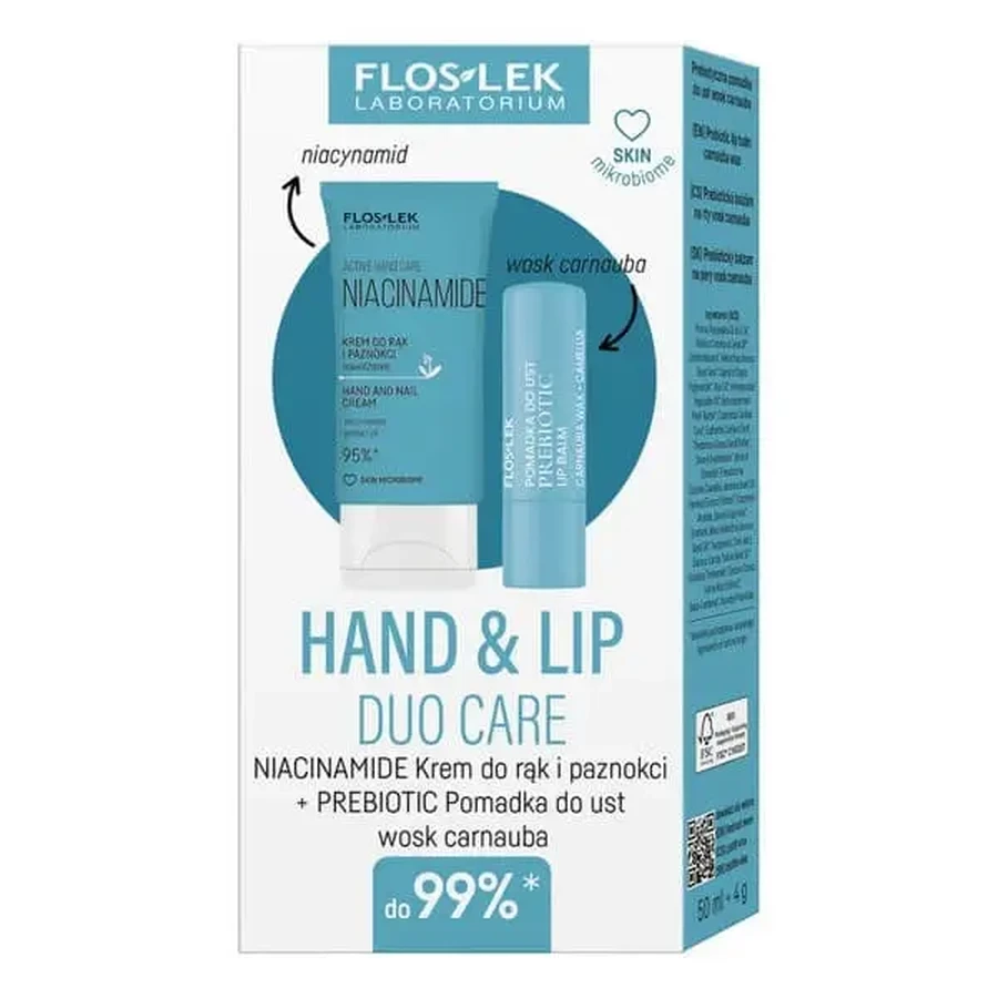 Flos-lek Набор Hand &amp; Lip Duo Care с ниацинамидом: крем для рук, 50 мл + помада для губ, 4 г: цены и характеристики