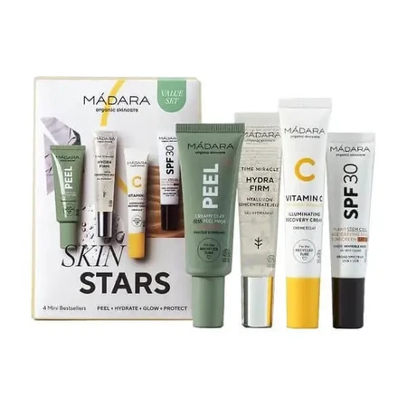 Набір Madara Skin Stars 4 Mini Bestseller Set: маска, 17 мл + зволожувальне сироватка, 15 мл + крем з вітаміном С, 15 мл + крем проти зморшок, 10 мл: ціни та характеристики