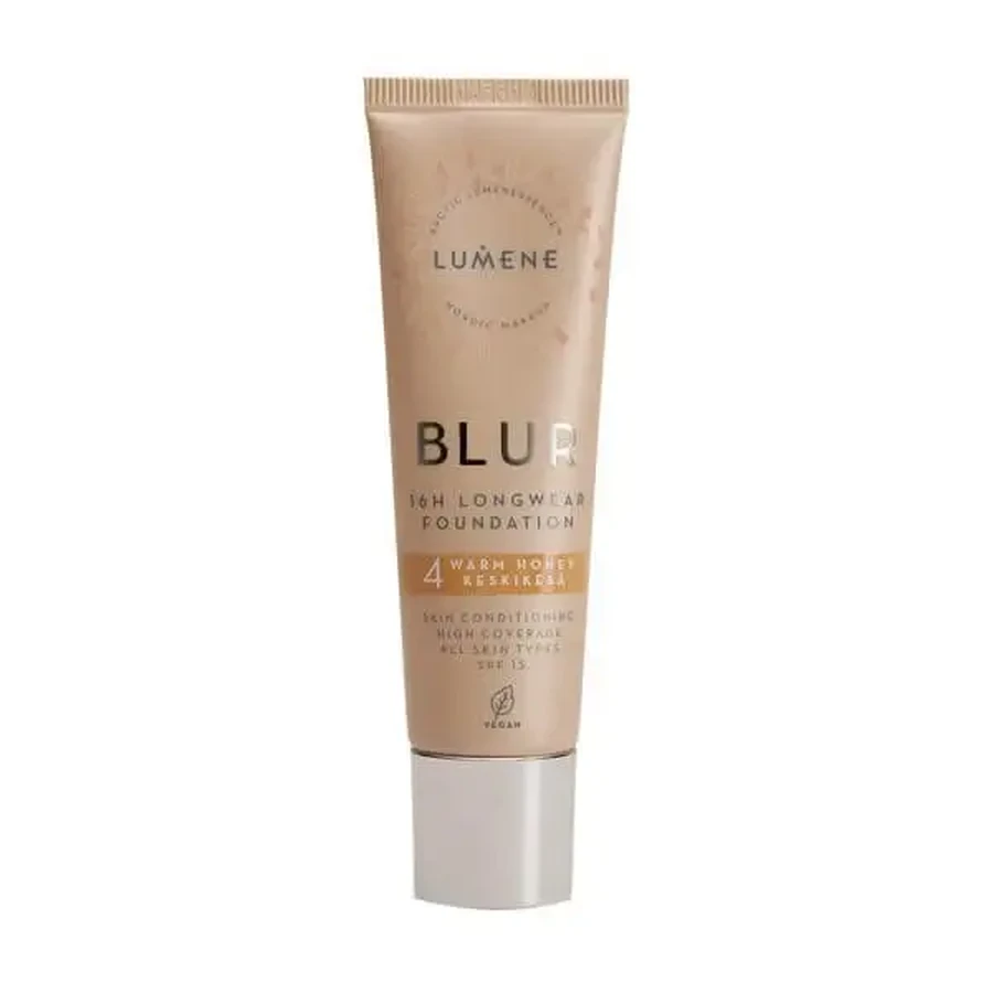 Lumene Blur 16h Longwear Foundation, стойкая тональная основа с SPF 15, оттенок 4 Warm Honey, 30 мл: цены и характеристики