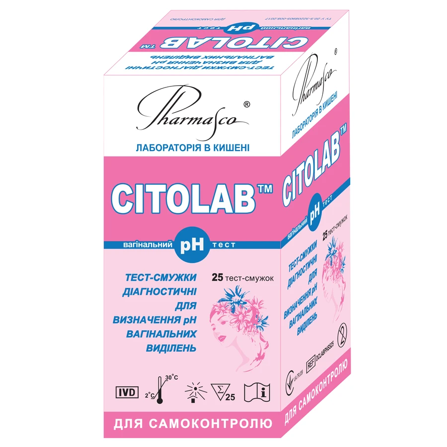 Тест-полоски Citolab pH для определения pH вагинальной среды, 25 штук: цены и характеристики