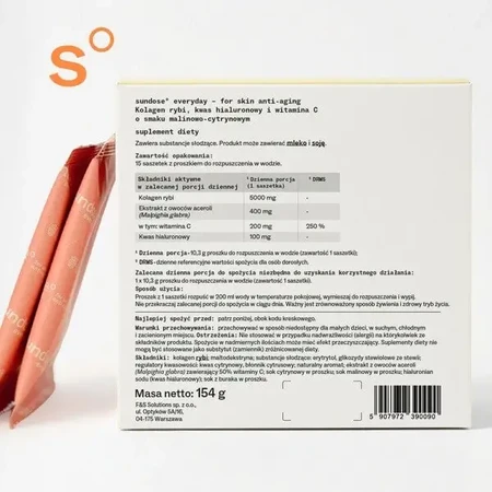 Sundose Everyday For Skin Anti-Aging, пакетики с порошком, вкус «малина-лимон», 15 шт.: цены и характеристики