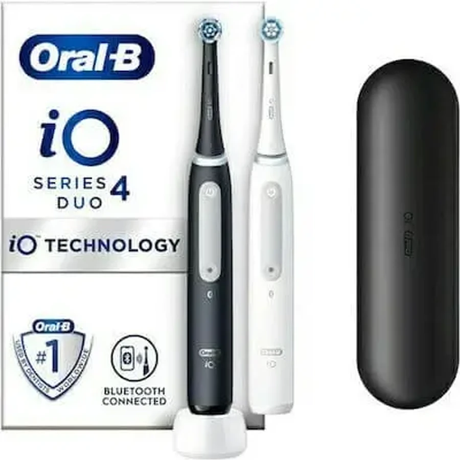 Электрическая зубная щетка с перезаряжаемым аккумулятором ORAL B iO Series 4 Duo, бело-черная, 2 шт.: цены и характеристики