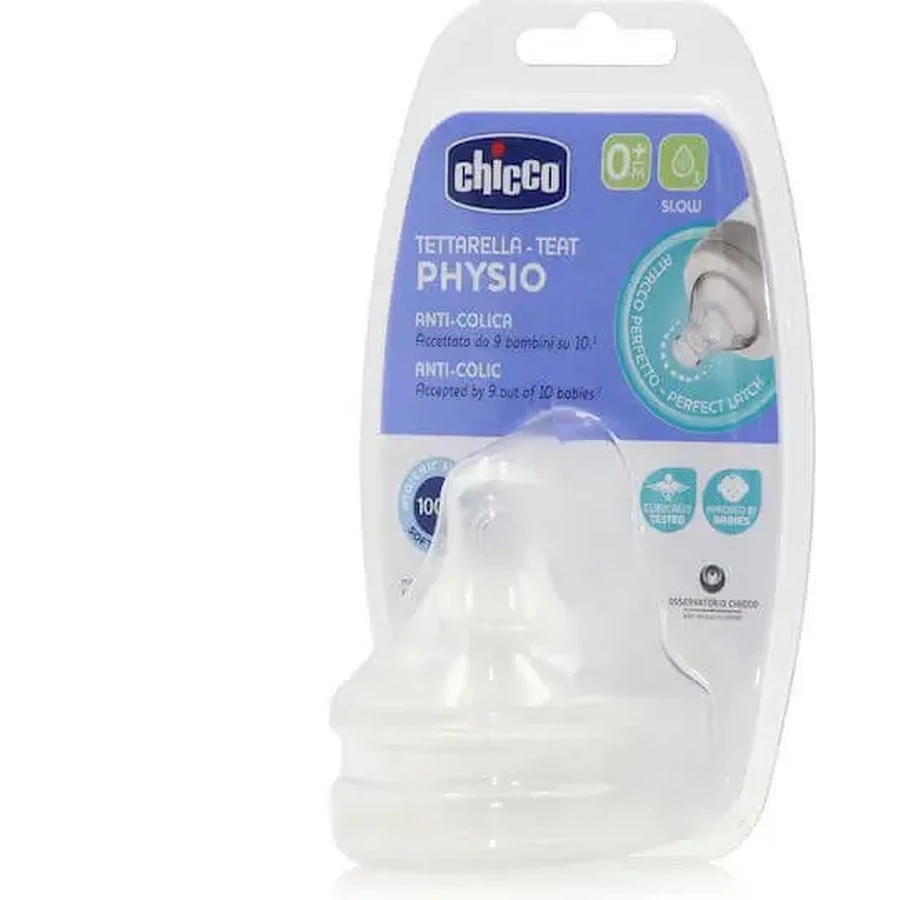 CHICCO Physio Teat Anti-Colic с медленным потоком, силиконовая соска для детей от 0+, 2 шт.: цены и характеристики