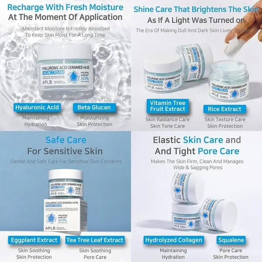 APLB Hyaluronic Acid Ceramide HA B5, увлажняющий крем для лица с гиалуроновой кислотой, церамидами и витамином B5, 55 мл: цены и характеристики