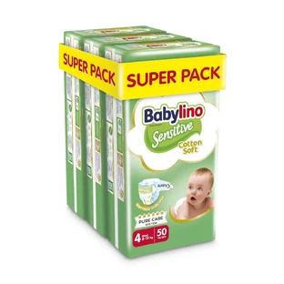 BABYLINO М'які дитячі підгузки з ніжного бавовни №4 8–13 кг (50×3) 150 штук, суперпакет