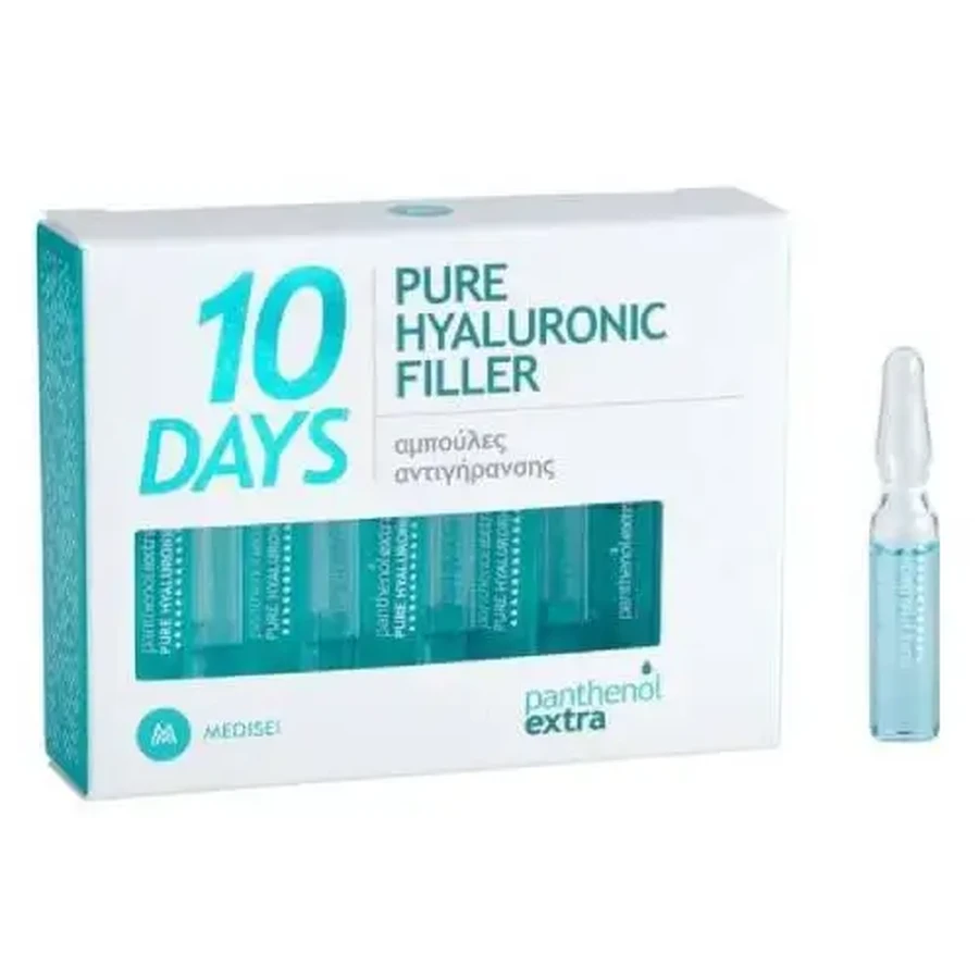 PANTHENOL Extra 10 Days Pure Hyaluronic Filler — антивікова сироватка для обличчя з гіалуроновою кислотою, 10 х 2 мл: ціни та характеристики