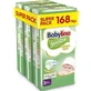 BABYLINO М'які дитячі підгузки з ніжного бавовни №3, 4–9 кг (56×3), 168 штук, Super Pack