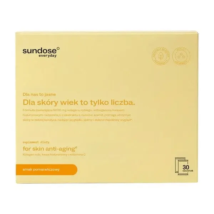 Sundose Everyday For Skin Anti-Aging, пакетики с порошком, апельсиновый вкус, 30 шт.: цены и характеристики