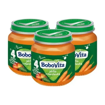 Набір 3 x BoboVita, яблука з морквою, від 4 місяців, 125 г: ціни та характеристики