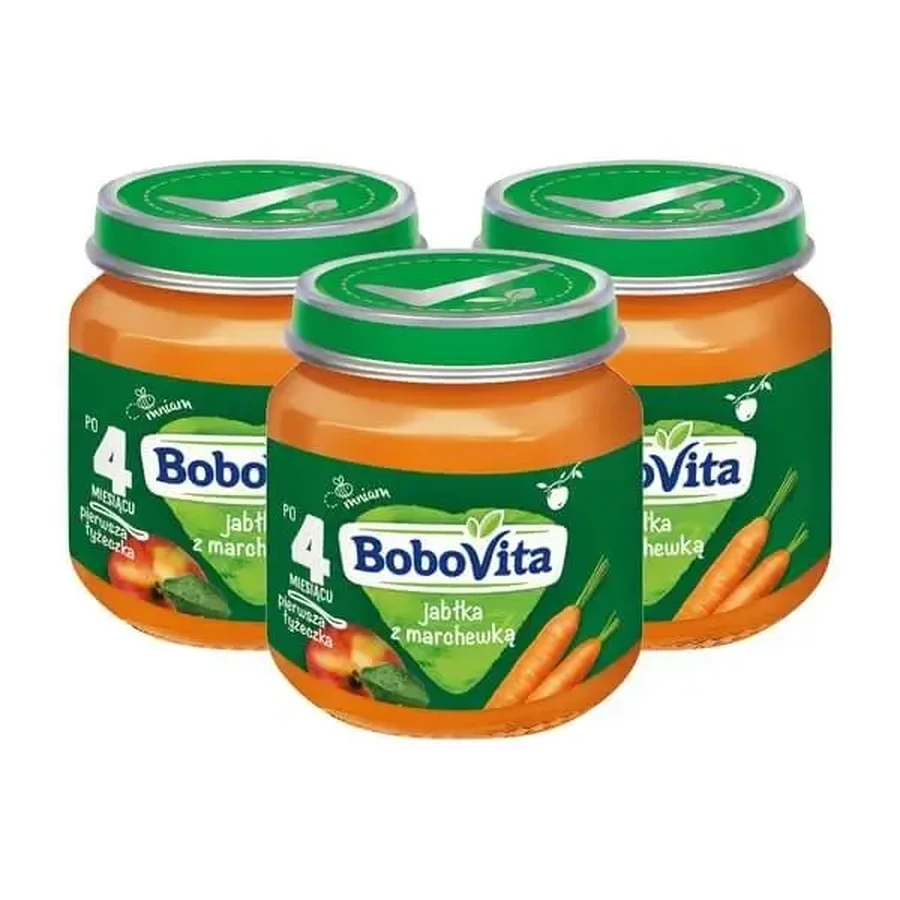 Набір 3 x BoboVita, яблука з морквою, від 4 місяців, 125 г: ціни та характеристики