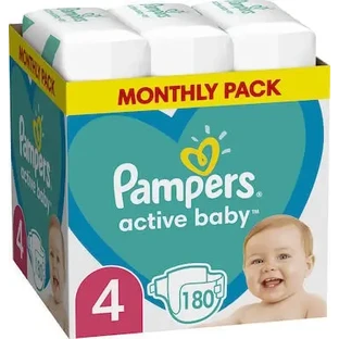PAMPERS Active Baby Месячный набор № 4, 9–14 кг. Детские подгузники, 180 шт.