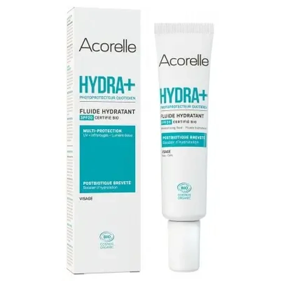 Acorelle Hydra+ Увлажняющий солнцезащитный флюид для ежедневного ухода SPF 20, органический, 40 мл: цены и характеристики