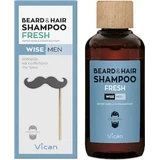VICAN Wise Men Beard & Hair Shampoo — освіжаючий шампунь для бороди та волосся чоловіків з ароматом сандалового дерева та мускусу, 200 мл