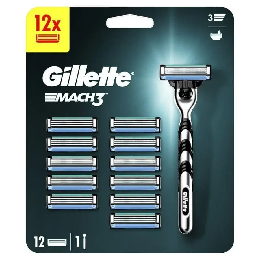 Чоловіча бритва GILLETTE Mach 3 та 12 запасних головок: ціни та характеристики