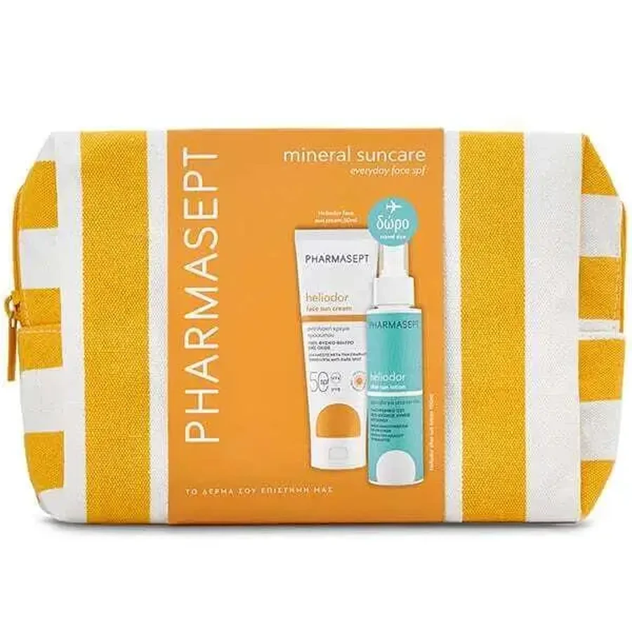 PHARMASEPT Promo Heliodor Face Sun Cream SPF50 Солнцезащитный крем для лица, 50 мл и подарок — лосьон Heliodor After Sun в дорожном формате для лица и тела после пребывания на солнце, 100 мл и Water Box: цены и характеристики