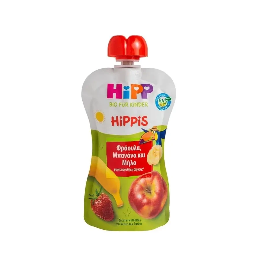 HIPP Bio HiPPis Фруктовый пудинг с клубникой, бананами и яблоками С 12 месяцев 100 г: цены и характеристики