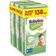 BABYLINO М'які бавовняні підгузки для немовлят No4+ 10–15 кг (46×3) 138 штук, суперпакет