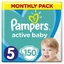 PAMPERS Дитячі підгузки Active Baby № 5, 11–16 кг, 150 штук, місячний набір
