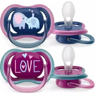 AVENT Ultra Air Силиконовые ортодонтические подгузники с чехлом для детей от 18 месяцев, 2 шт., сине-фиолетовые [SCF349/22]