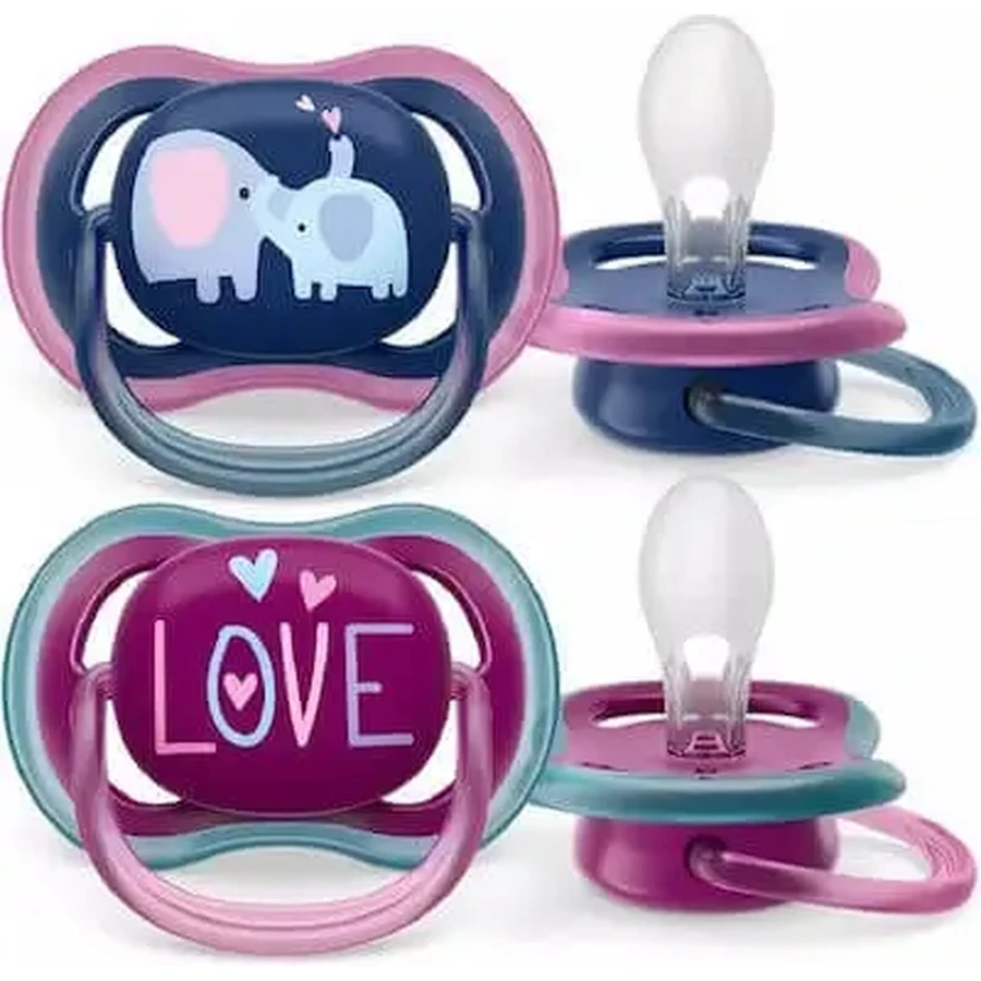 AVENT Ultra Air Силиконовые ортодонтические подгузники с чехлом для детей от 18 месяцев, 2 шт., сине-фиолетовые [SCF349/22]: цены и характеристики