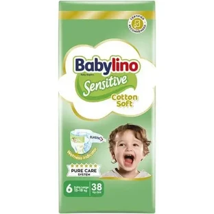 BABYLINO Sensitive Cotton Soft Baby Підгузки №6 13–18 кг Економічна упаковка, 38 штук