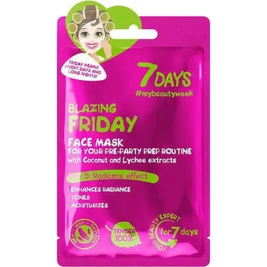 7DAYS Blazing Friday Sheet Mask — маска для лица с кокосовой водой, 28 г: цены и характеристики