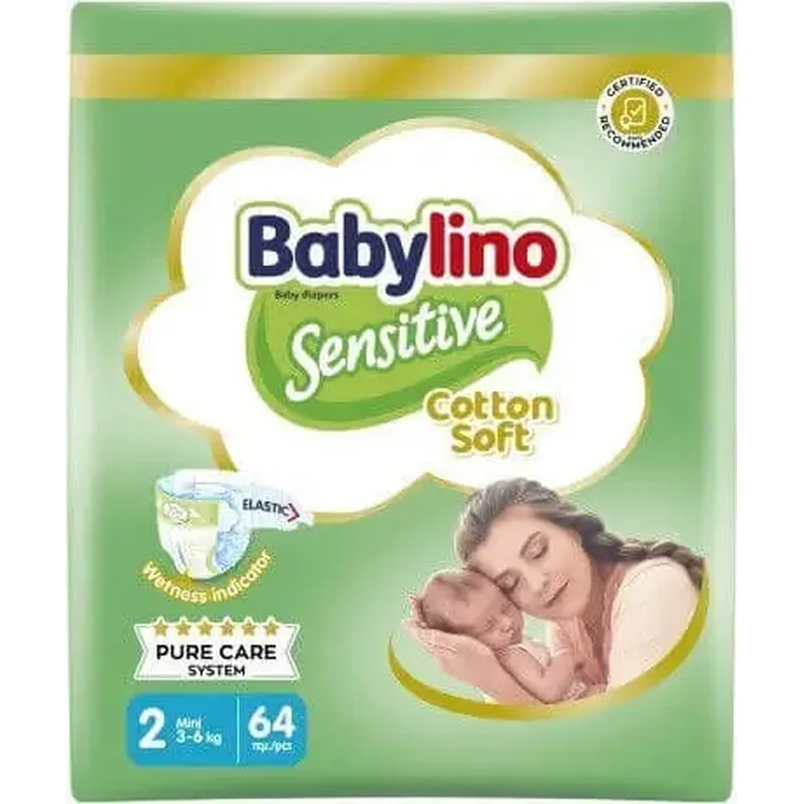 BABYLINO М'які бавовняні підгузки з наклейкою № 2 для дітей вагою 3–6 кг, 64 штуки: ціни та характеристики