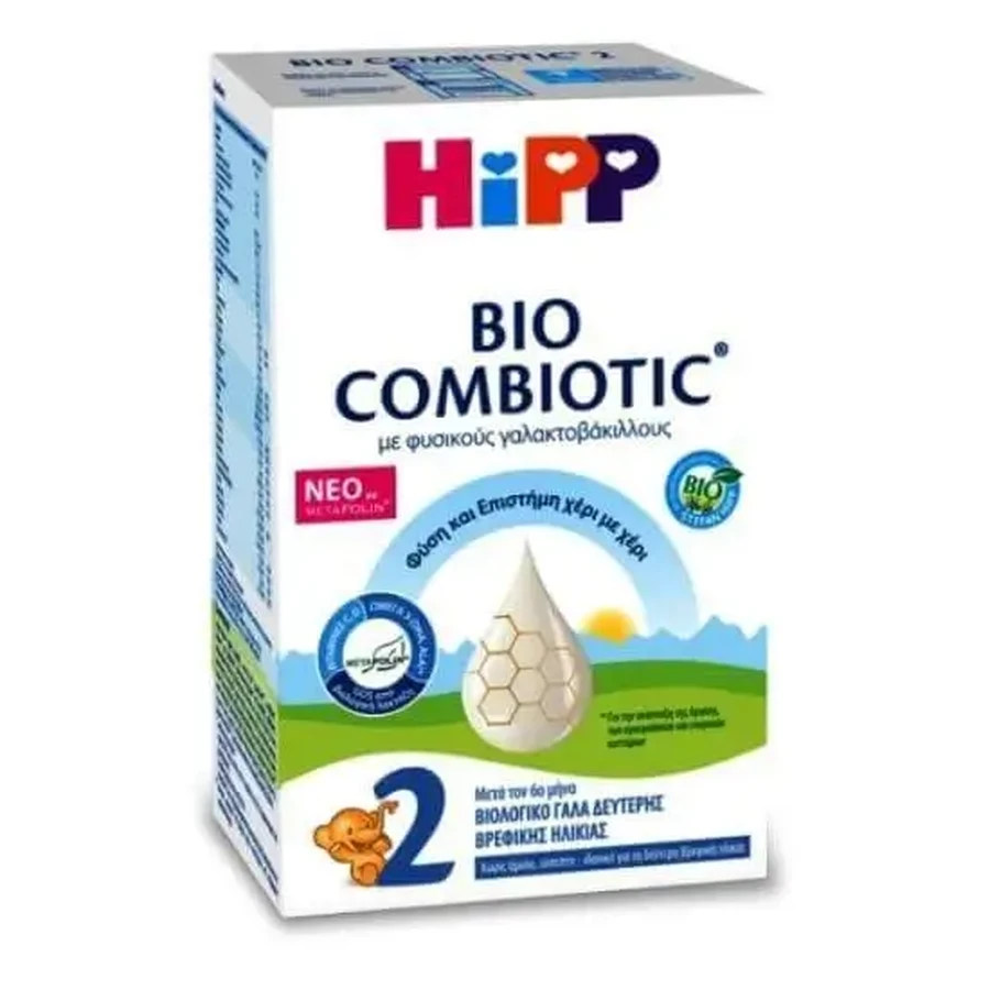 HIPP Bio Combiotic Metafolin — органическое сухое молоко для грудничков с натуральными лактобактериями No2, с 6 месяцев, 600 г: цены и характеристики