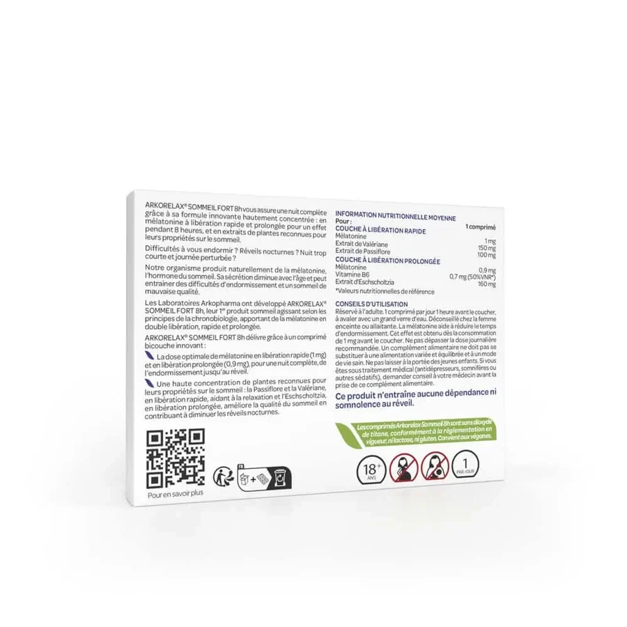 Arkopharma Arkorelax Sonno Forte 8H: мелатонін, валеріана, 15 таблеток: ціни та характеристики