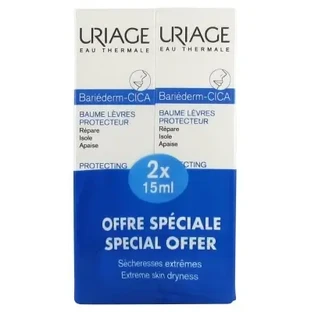 Uriage Bariéderm Cica Защитный бальзам для губ, упаковка из 2 штук (по 15 мл каждая)