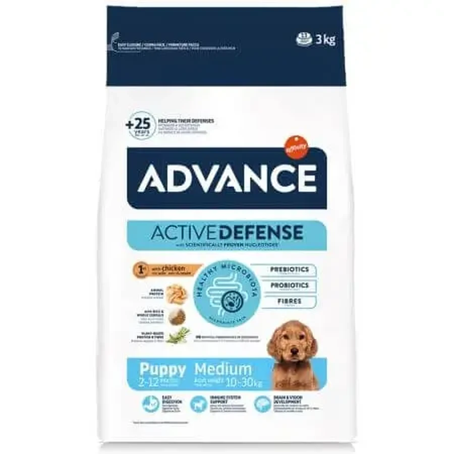 Сухой корм для собак с курицей и рисом Medium Puppy Protect Active Defense, 3 кг, Advance Veterinary Diets: цены и характеристики