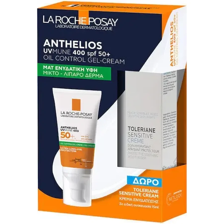 LA ROCHE POSAY Акция Anthelios UVMUNE 400 Oil Control Gel Cream SPF50+ Крем для лица с солнцезащитой и матовым финишем и в подарок Toleriane Sensitive Moisturizing Cream 15 мл: цены и характеристики
